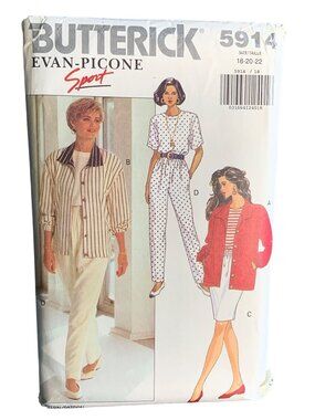 Butterick Misses Jacket Top Pants Skirt Sewing Pattern Size 18 20 22 5914 1990s
